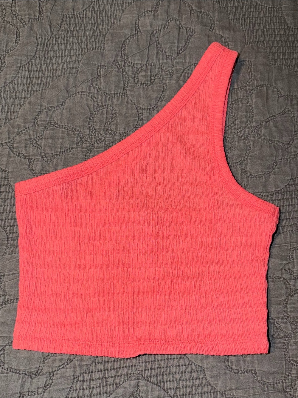 American Eagle Super Cropped One Shoulder Scoop Neck Top-Coral Women’s Size-XS